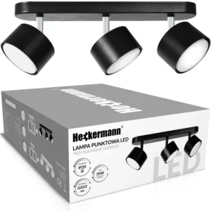 Lampa sufitowa punktowa spot LED Heckermann 8795316A Czarna 3x głowica