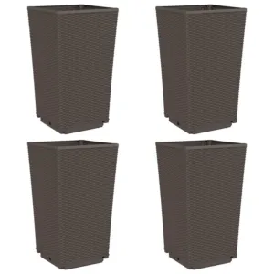 Donice ogrodowe, 4 szt., brązowe, 32,5x32,5x57, PP