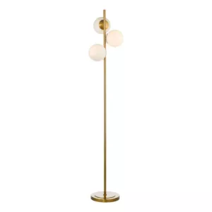 Lampa Podłogowa Bombazine 3 Light Floor Lamp Natural Brass Opal Glass