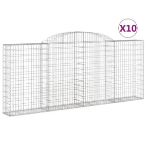Kosze gabionowe, 10 szt, 300x30x120/140cm, galwanizowane żelazo