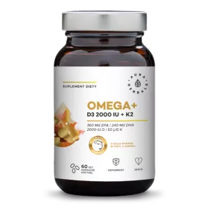 AURA HERBALS Omega+ Witamina D3 2000 IU /cholekalcyferol/ 50 mcg + K2 MK-7 (60 kaps.)