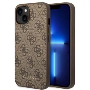 Guess 4G Metal Gold Logo – Etui iPhone 14 Plus (brązowy)