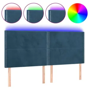 Zagłówek do łóżka z LED, ciemnoniebieski, 180x5x118/128 cm