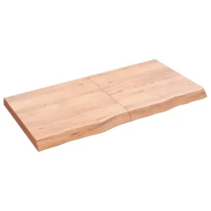 Półka, brązowa, 120x60x(2-6) cm, lakierowane lite drewno dębowe