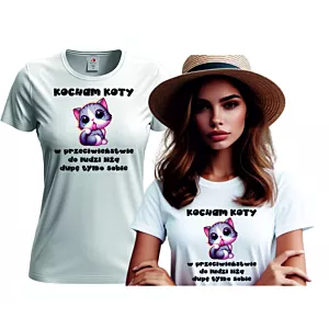 KOSZULKA DAMSKA T-SHIRT PREZENT  T-shirt damski dla miłośniczki kotów