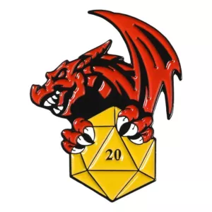 Metalowa Przypinka RPG DND - Smok z K20