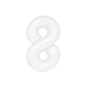 Balon foliowy "cyfra 8", biała, 100 cm [balon na hel, cyfra duża, urodziny]
