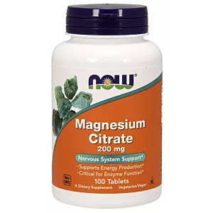 NOW FOODS Magnesium Citrate - Cytrynian Magnezu 200 mg (100 tabl.)