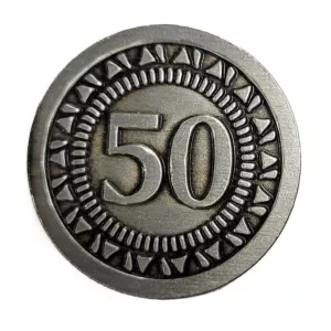 Klasyczna Uniwersalna Srebrna Metalowa Moneta "50" 1 szt