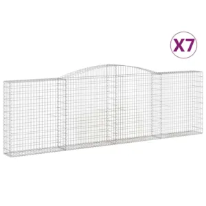 Kosze gabionowe, 7 szt, 400x30x120/140 cm, galwanizowane żelazo