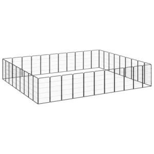 Kojec dla psa, 40 paneli, czarny, 50x100 cm, stal