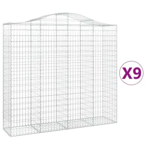 Kosze gabionowe, 9 szt, 200x50x180/200 cm, galwanizowane żelazo