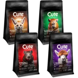 Kawa Ziarnista 4x250g ZESTAW DEGUSTACYJNY Świeżo Palona CUTE ©