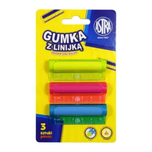 Gumka i linijka 5cm 2w1 Astra 3 szt.