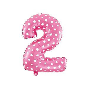 Balon foliowy „cyfra 2”, różowa, 40 cm [balon na powietrze]