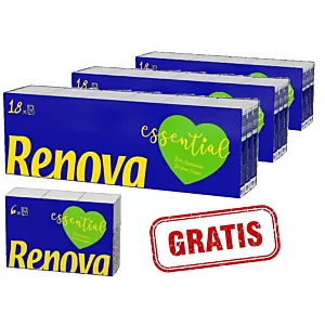 3x Chusteczki kieszonkowe Renova Essential 18x9 +gratis