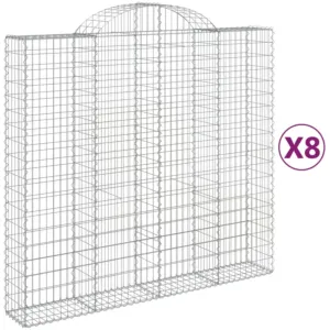 Kosze gabionowe, 8 szt, 200x50x180/200 cm, galwanizowane żelazo