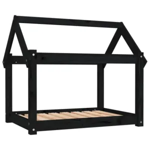 Legowisko dla psa, czarne, 81x60x70 cm, lite drewno sosnowe