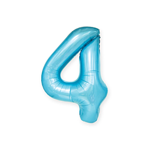 Balon foliowy "cyfra 4", niebieska, 100 cm [balon na hel, cyfra duża, urodziny]