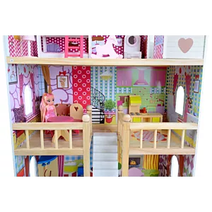 Drewniany domek dla lalek + 2 lalki gratis