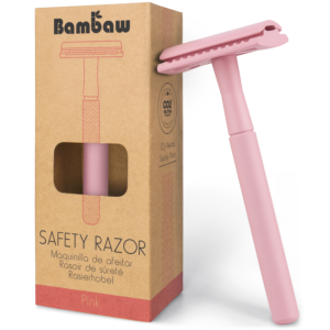 Bambaw Metalowa maszynka do golenia na żyletki Pink