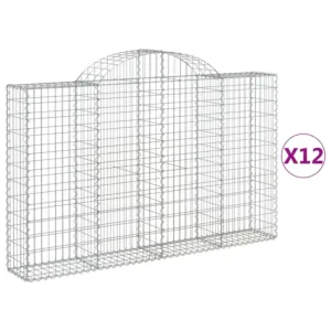 Kosze gabionowe, 12 szt, 200x30x120/140cm, galwanizowane żelazo
