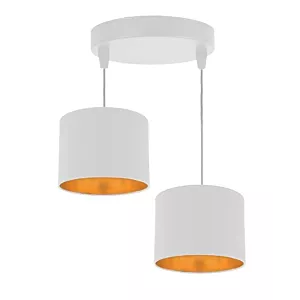 Atlanta lampa wisząca biały talerz 2x40w e27 abażur biały