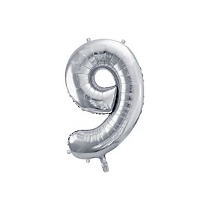 Balon foliowy "cyfra 9", srebrna, 100 cm [balon na hel, cyfra duża, urodziny]