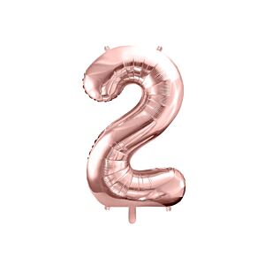 Balon foliowy "cyfra 2", różowe złoto, 100 cm [balon na hel, cyfra duża, urodziny]
