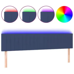 Zagłówek do łóżka z LED, niebieski, 200x5x78/88 cm, tkanina