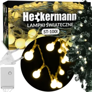 Lampki świąteczne wiszące Heckermann ST-100I 50x Żarówka 15m Kulki WARM Girlanda LED Kurtyna świetlna