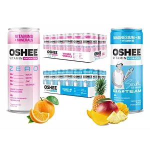 48x OSHEE Vitamin Hydration Magnez; ZERO Witaminy + Minerały 250 ml