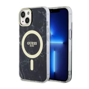 Guess Marble MagSafe - Etui iPhone 14 (Czarny)