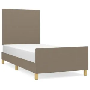 Rama łóżka bez materaca, taupe, 100x200 cm, obita tkaniną