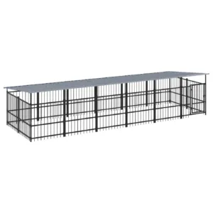 Kojec dla psa z zadaszeniem, stalowy, 11,26 m²