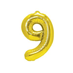 Balon foliowy „cyfra 9”, złota, 40 cm [balon na powietrze]