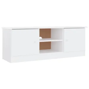Szafka pod TV ALTA, biała, 112x35x41 cm, lite drewno sosnowe