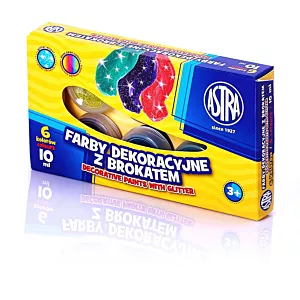 Farby dekoracyjne Astra z brokatem 6 kolorów - 10 ml