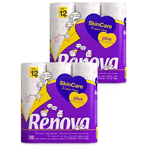 2x Papier toaletowy Renova Skin Care Plus 12 szt