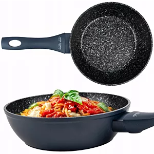 Patelnia GŁĘBOKA uniwersalna non-stick na GAZ INDUKCJĘ granatowa 20 cm