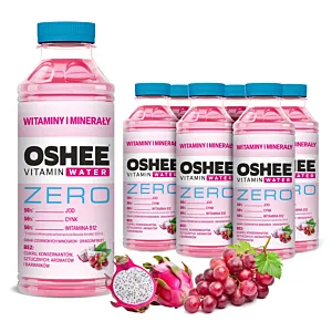 6x OSHEE Vitamin Water witaminy i minerały winogrona - dragonfruit ZERO 555 ml