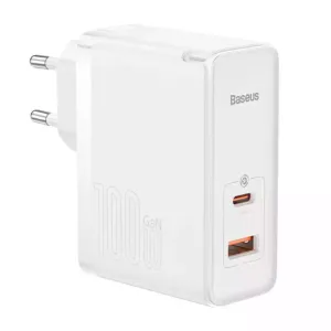 Ładowarka sieciowa Baseus GaN5 Pro,  USB-C + USB, 100W + kabel (biała)