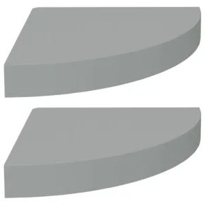 Narożne półki ścienne, 2 szt., szare, 25x25x3,8 cm, MDF
