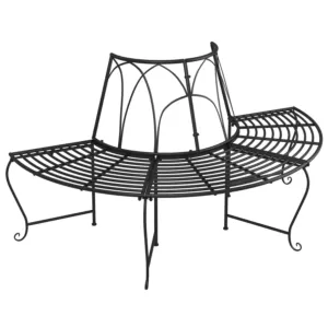Ławka pod drzewo, półokrągła, Ø159 cm, czarna, stalowa