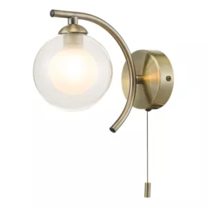 Kinkiet Nakita Wall Light Antique Brass With Clear/Opal Glass