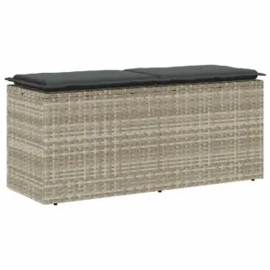 Ławka ogrodowa z poduszką Jasnoszara 110x40x44 cm Polirattan