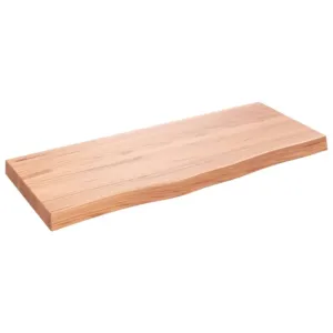 Półka, brązowa, 100x40x(2-6) cm, lakierowane lite drewno dębowe