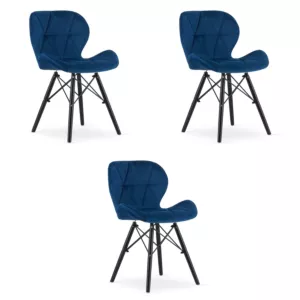 Krzesło LAGO Aksamit - granatowe / nogi czarne x 3