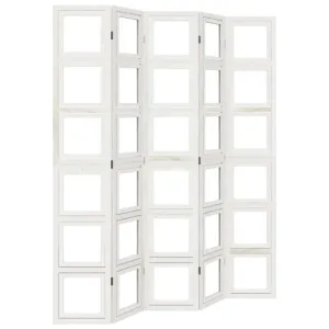Parawan pokojowy, 5-panelowy, biały, lite drewno paulowni