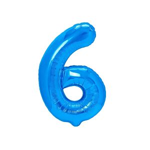 Balon foliowy "cyfra 6", ciemno niebieska, 100 cm [balon na hel, cyfra duża, urodziny]